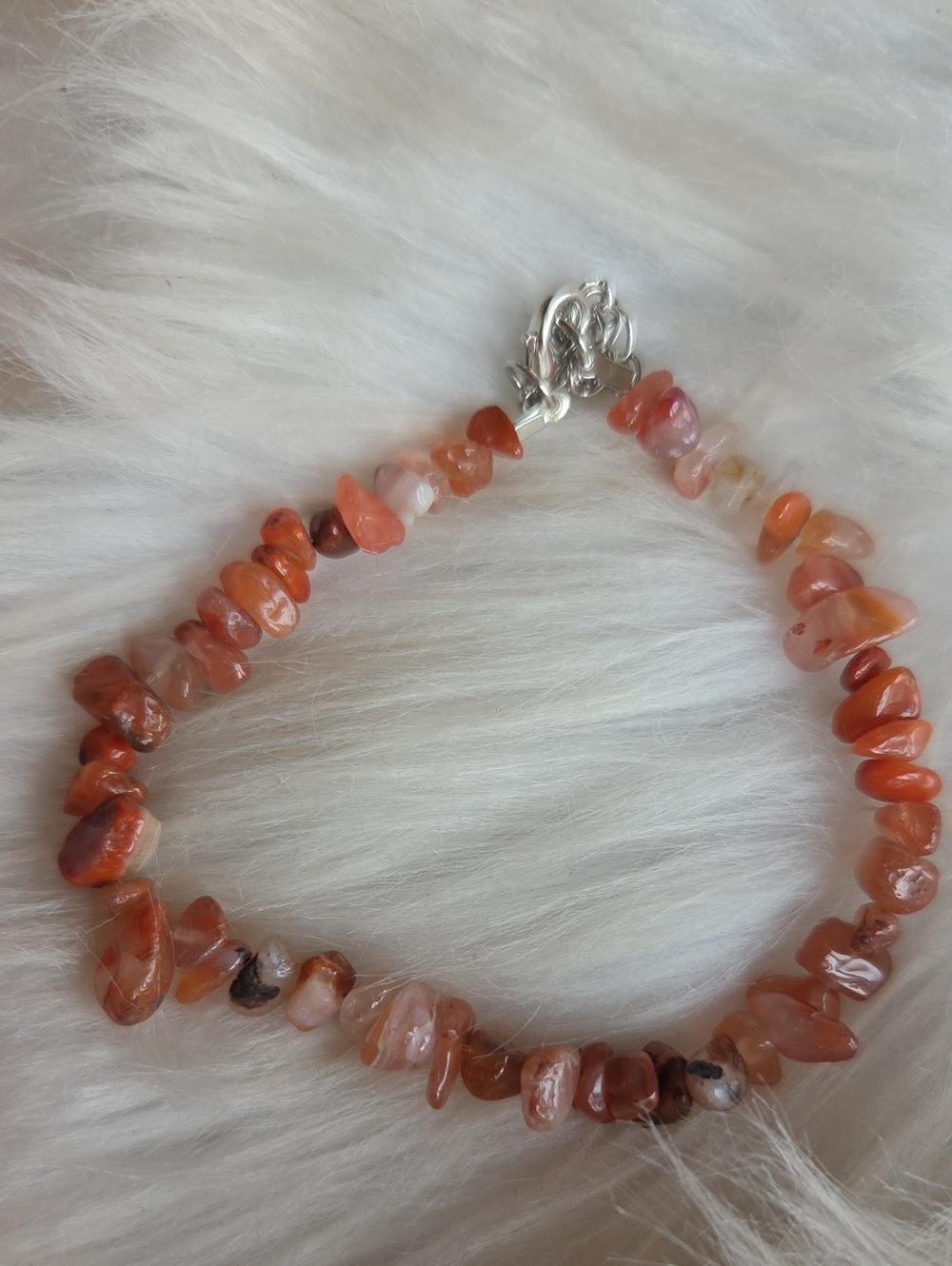 Plus Size Women's Orange Carnelian Chip Bracelet - Unbranded